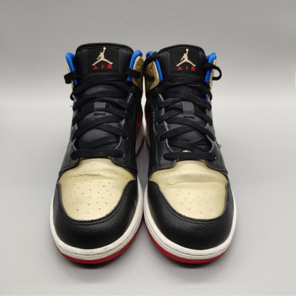 Nike Air Jordan 1 Mid Retro 'Bred Metallic Gold' Athletic Shoes Womens Size 8.5 - Picture 3 of 8